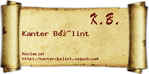 Kanter Bálint névjegykártya
